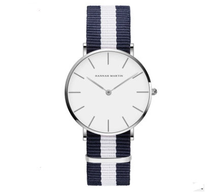 Reloj de cuarzo ultrafino con correa negra, informal, resistente al agua, para hombre y mujer