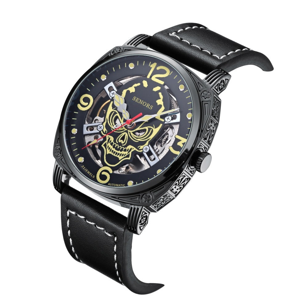 Reloj mecánico de calavera súper luminoso mejorado
