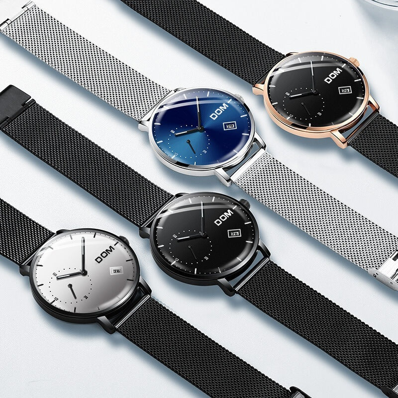 Men's simple quartz watch belt calendar anti-independent second hand sports men's watch