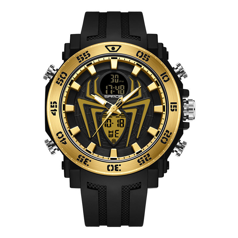 Reloj multifuncional impermeable y luminoso para exteriores con diseño de araña para hombre