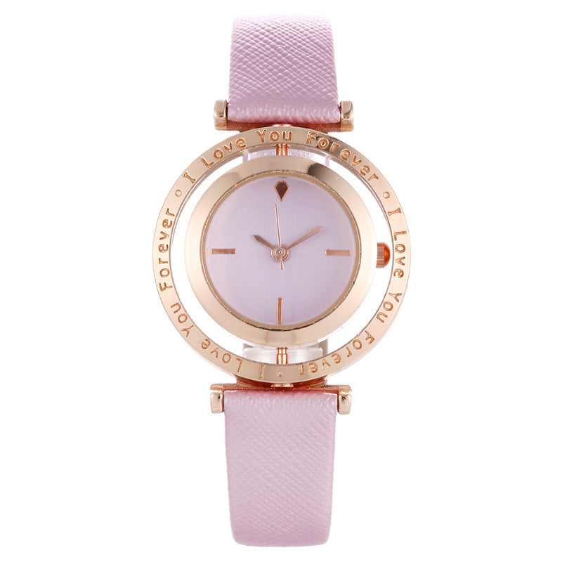 Reloj de cuarzo con esfera giratoria de moda para mujer