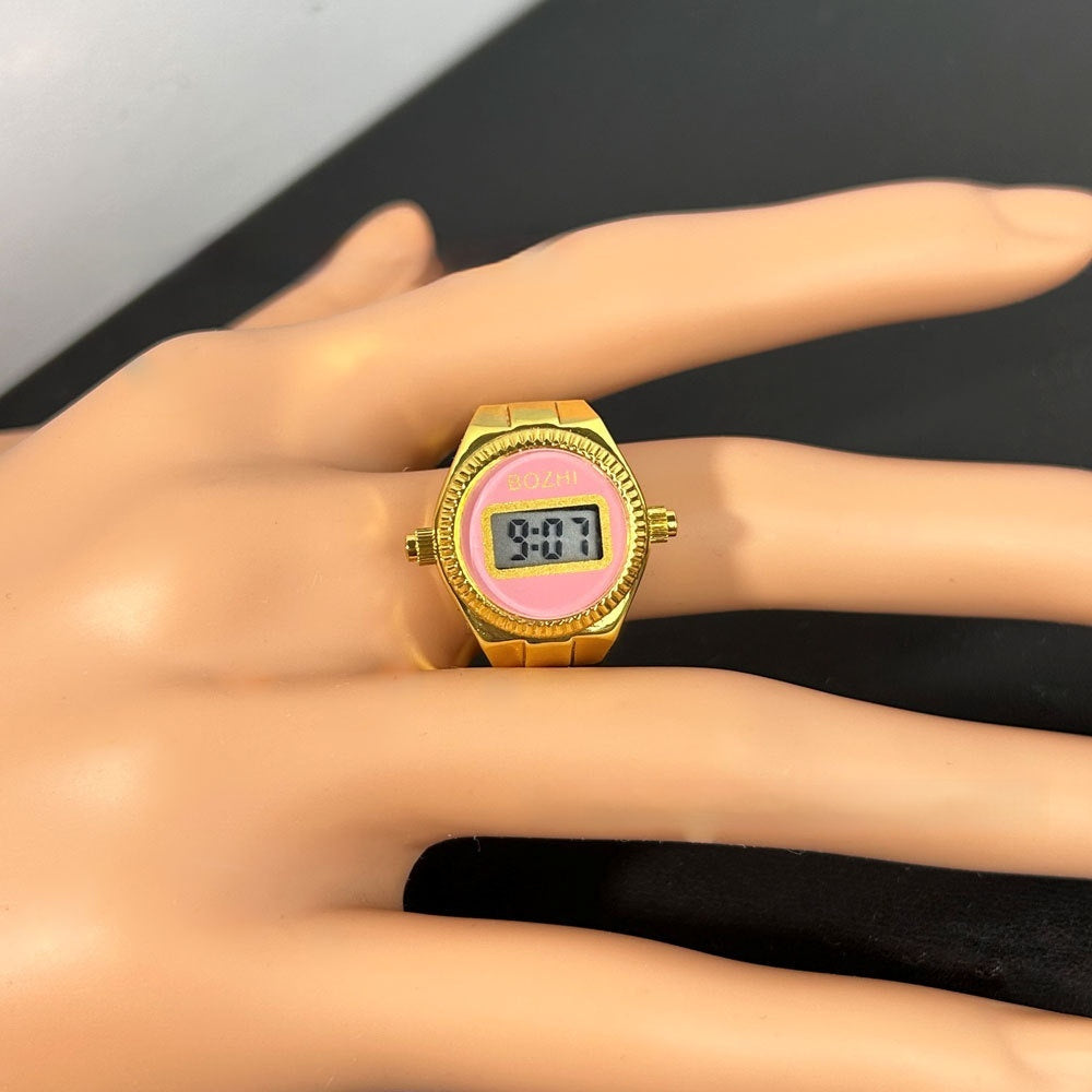 Reloj electrónico de moda para mujer, mini reloj con anillo