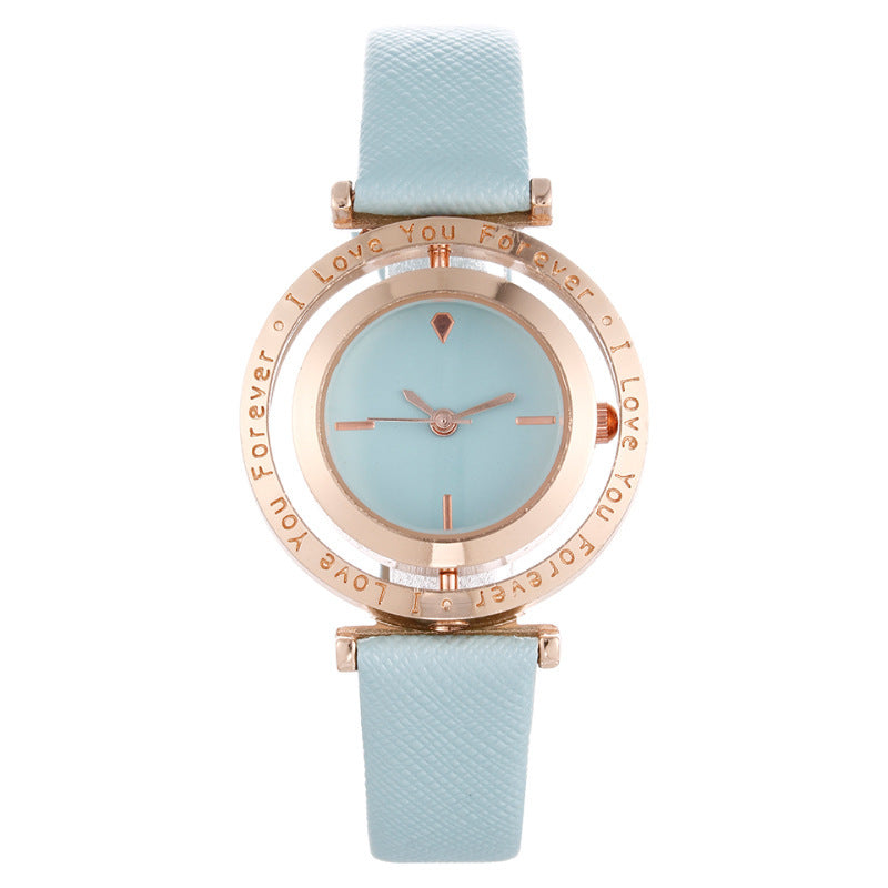 Reloj de cuarzo con esfera giratoria de moda para mujer