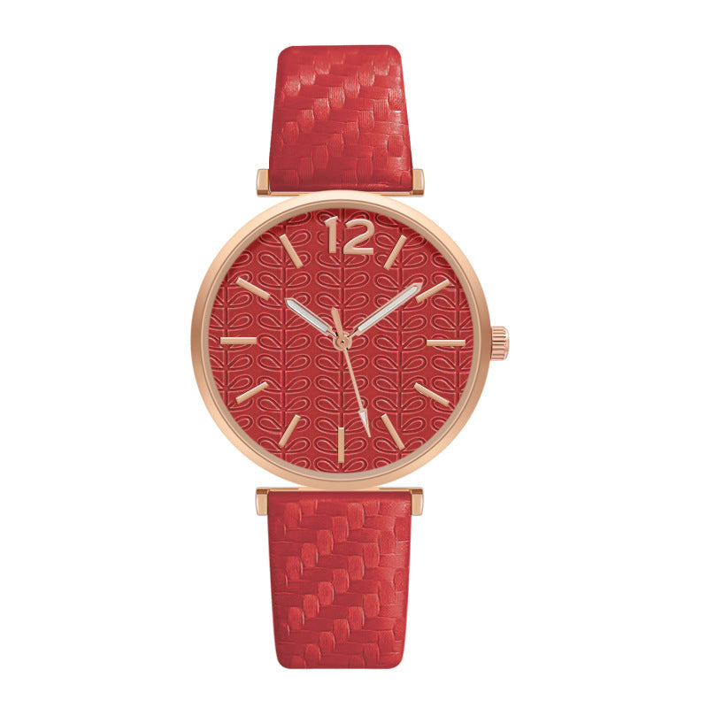 Ladies New Belt Watch Gold Shell Acupuncture Needle Casual Fashion Quartz Watch