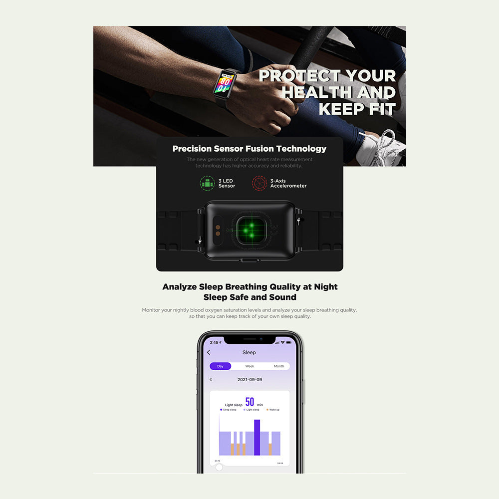 Blood Oxygen Heart Rate Monitoring Custom Dial Touch Screen Smart Bracelet