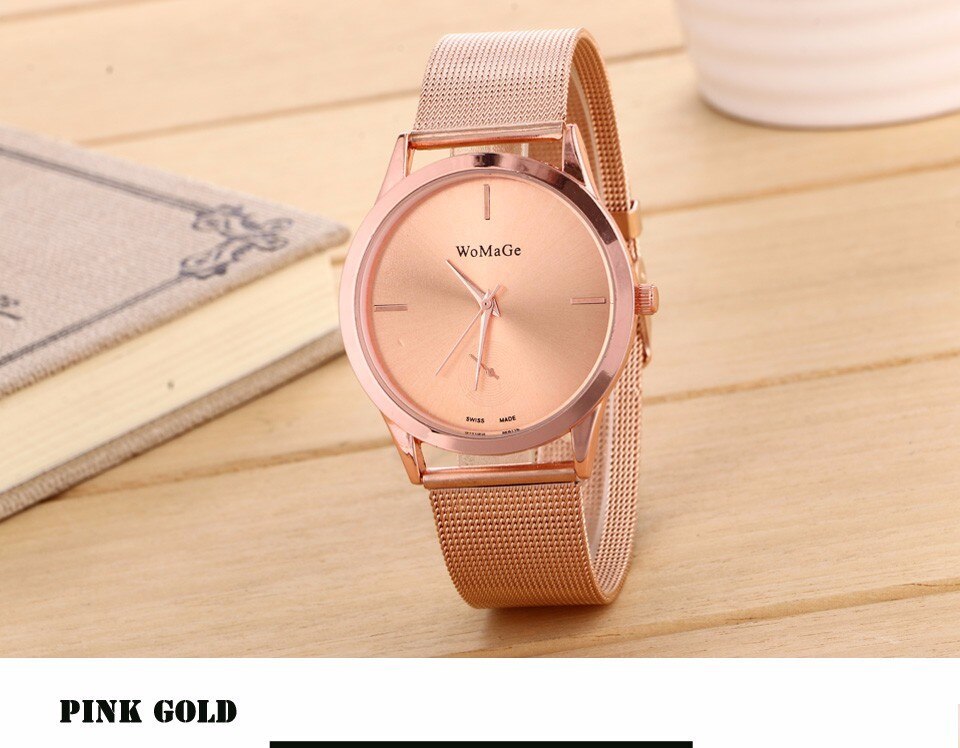 Reloj de malla con correa de aleación de moda, relojes unisex para mujer, reloj de cuarzo de estilo minimalista, reloj femenino, relojes para mujer