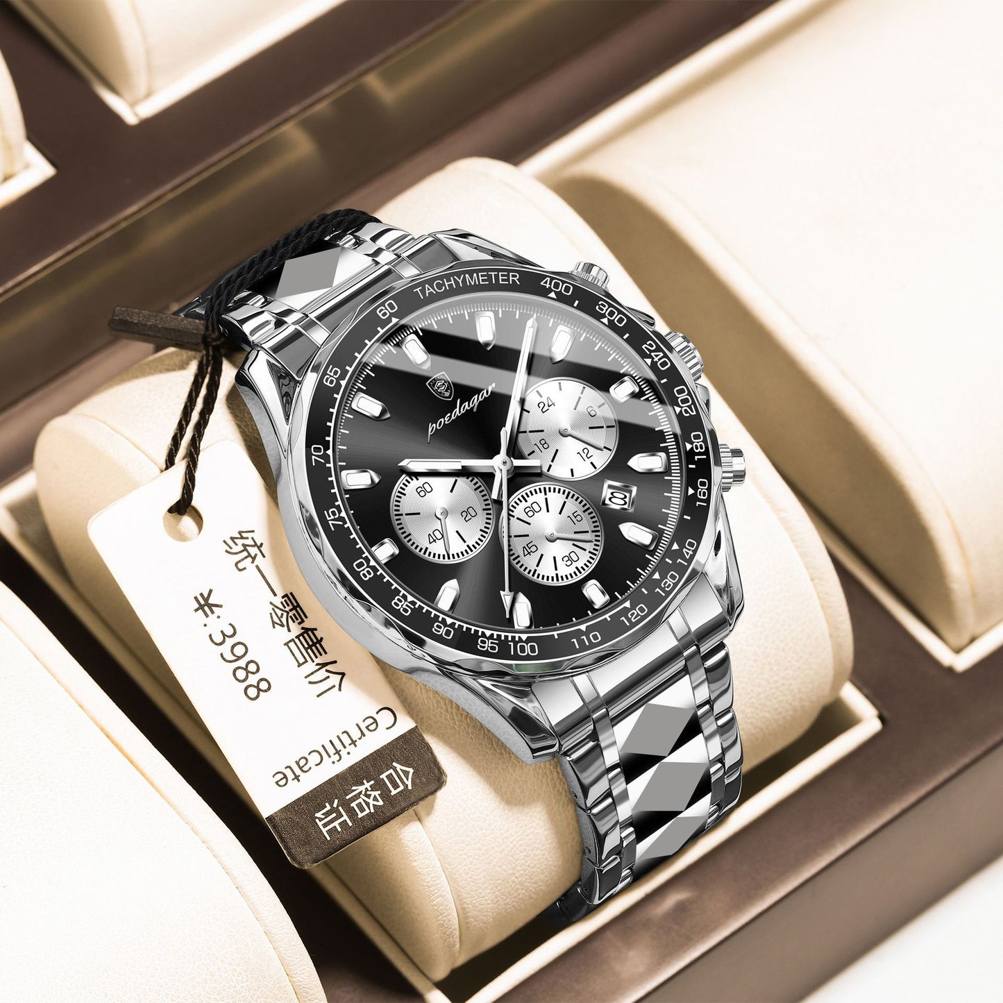 Reloj de cuarzo multifuncional para hombre, luminoso y resistente al agua