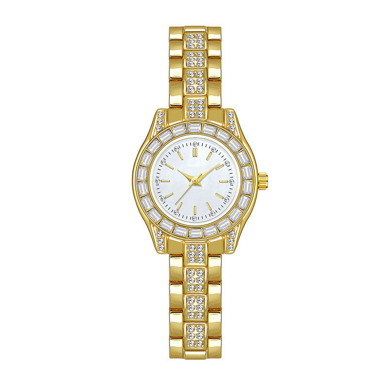 Reloj cuadrado diamante marrón claro lujo nicho