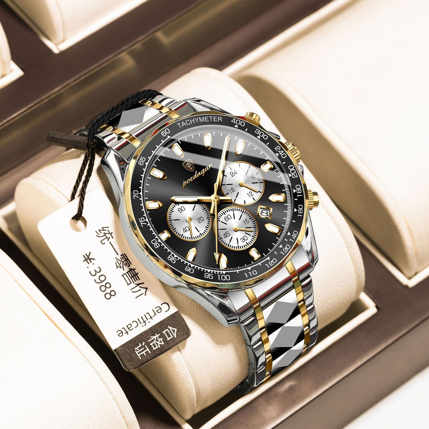 Reloj de cuarzo multifuncional para hombre, luminoso y resistente al agua