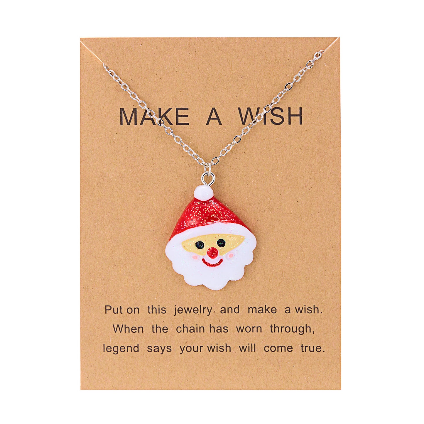 Lindo collar de resina de dibujos animados, colgante de muñeco de nieve de Navidad y Papá Noel, collar de cadena de clavícula para mujer, joyería