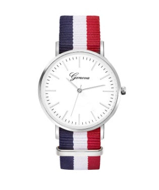 Los amantes miran la tendencia de moda femenina versión coreana del reloj de cuarzo simple para estudiantes masculinos con correa de lona de nailon, venta caliente