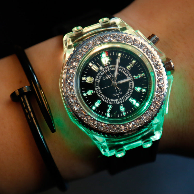 Venta rápida eBay transparente GINEBRA Ginebra reloj luminoso gel de sílice hombres y mujeres neutral cuarzo deportes mesa