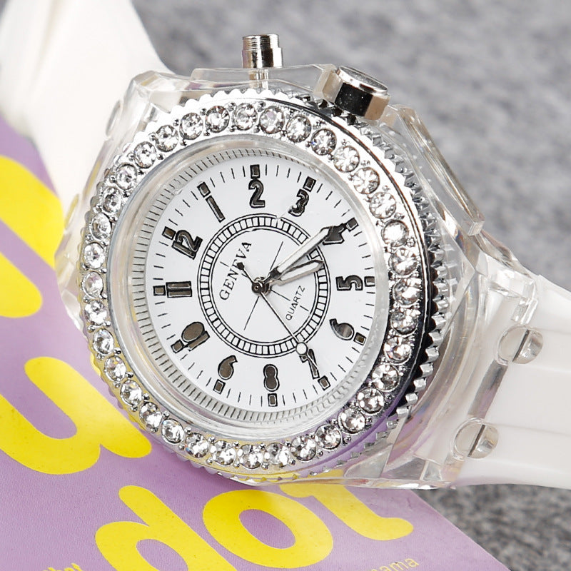 Venta rápida eBay transparente GINEBRA Ginebra reloj luminoso gel de sílice hombres y mujeres neutral cuarzo deportes mesa