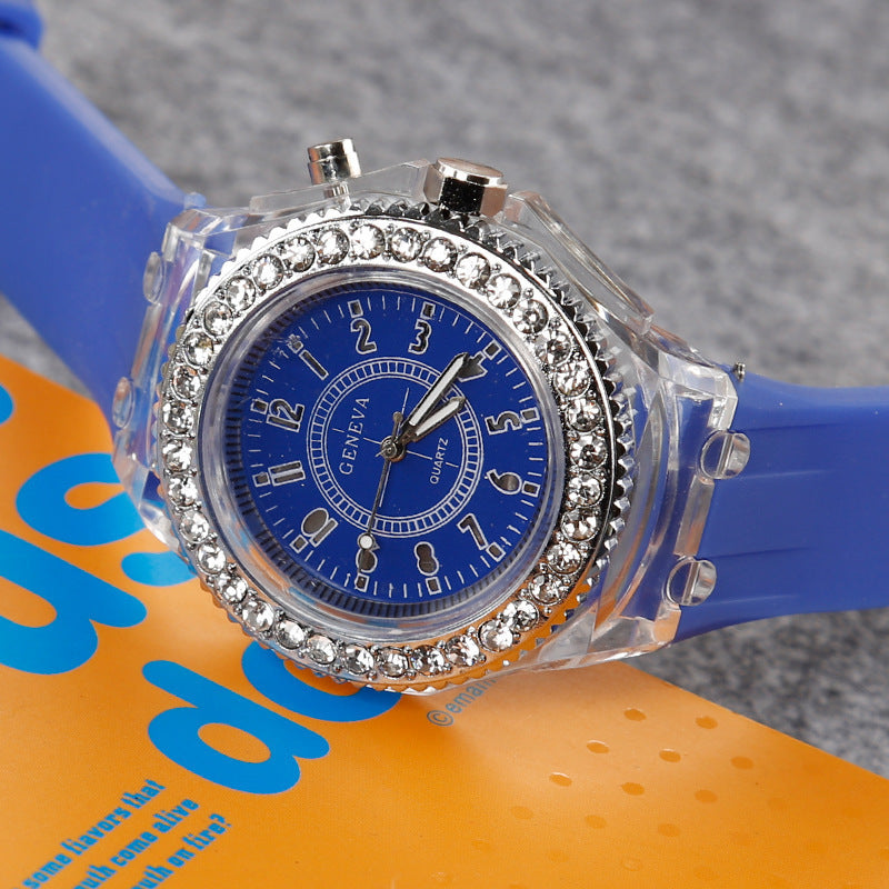 Venta rápida eBay transparente GINEBRA Ginebra reloj luminoso gel de sílice hombres y mujeres neutral cuarzo deportes mesa