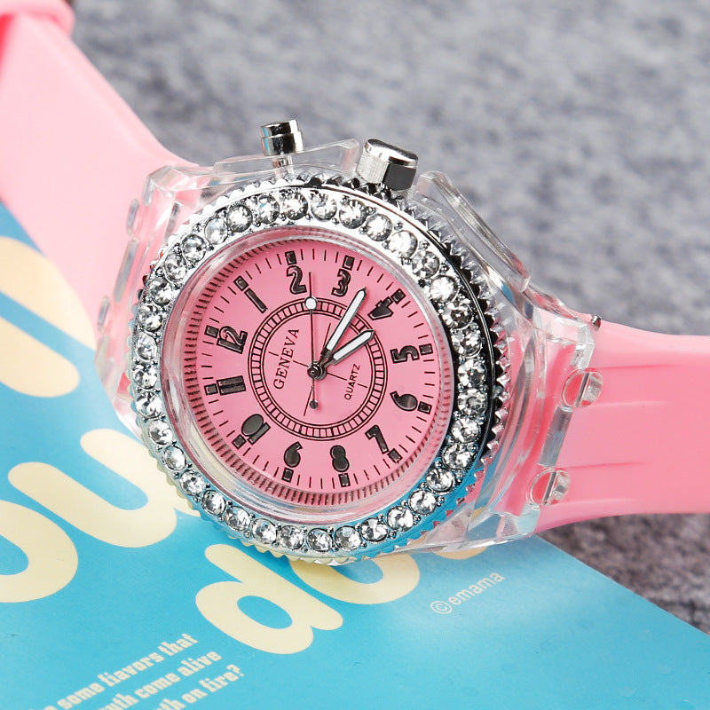 Venta rápida eBay transparente GINEBRA Ginebra reloj luminoso gel de sílice hombres y mujeres neutral cuarzo deportes mesa