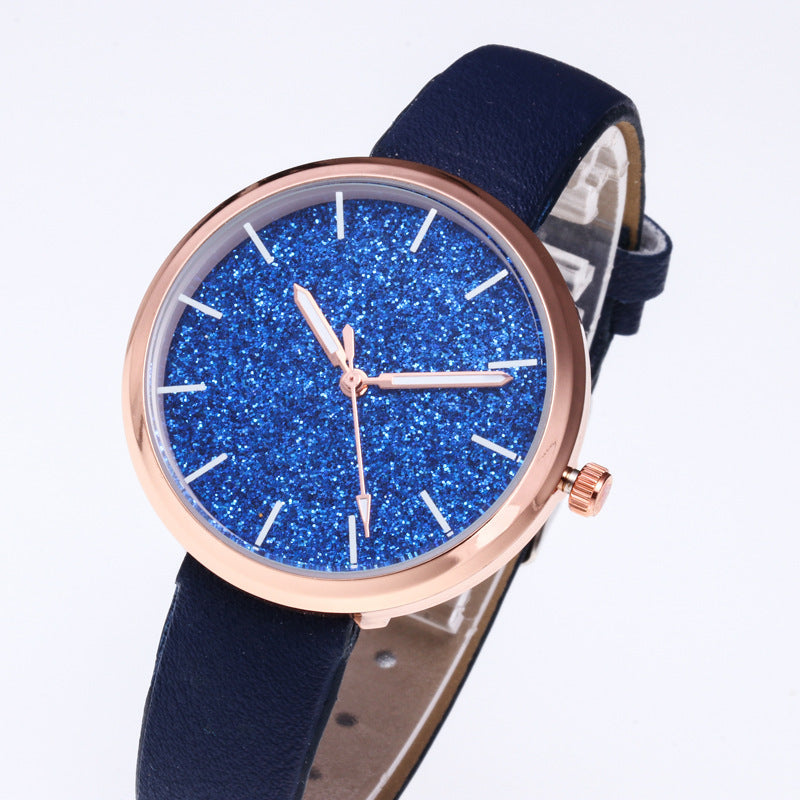 Reloj de pulsera romántico con diseño de cielo estrellado para mujer, informal, con correa de malla de acero y oro rosa, reloj con diamantes de imitación, reloj femenino