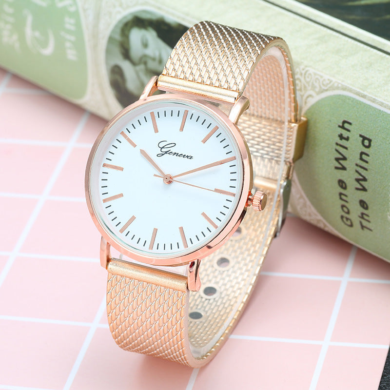 Reloj de Ginebra con esfera y correa de malla, minimalista, fino