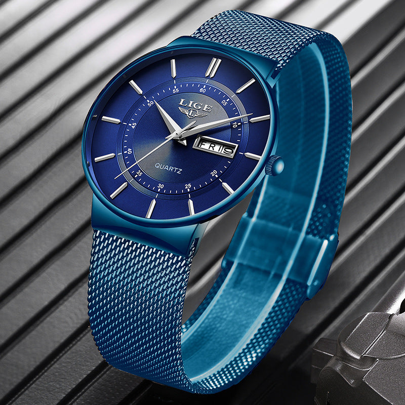 Mesh belt men's watch