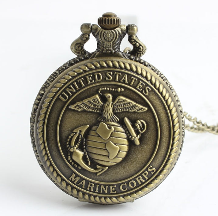 Reloj de bolsillo de cuarzo grande retro conmemorativo del ejército con reloj de cuarzo original del Cuerpo de Marines de EE. UU. de comercio exterior de Europa y Estados Unidos