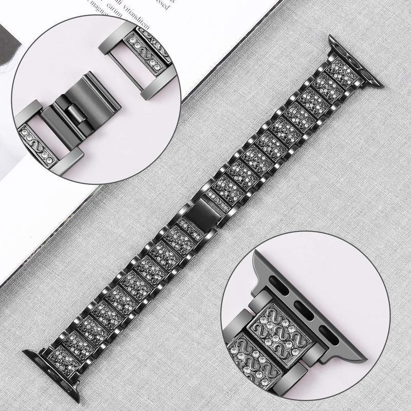Correa de cadena de joyería para reloj Apple, pulsera Ultra de 49 mm, 40 mm, 44 mm, 42 mm y 38 mm, con diamantes, para iWatch SE 6, 7, 8, 9, 45 mm y 41 mm