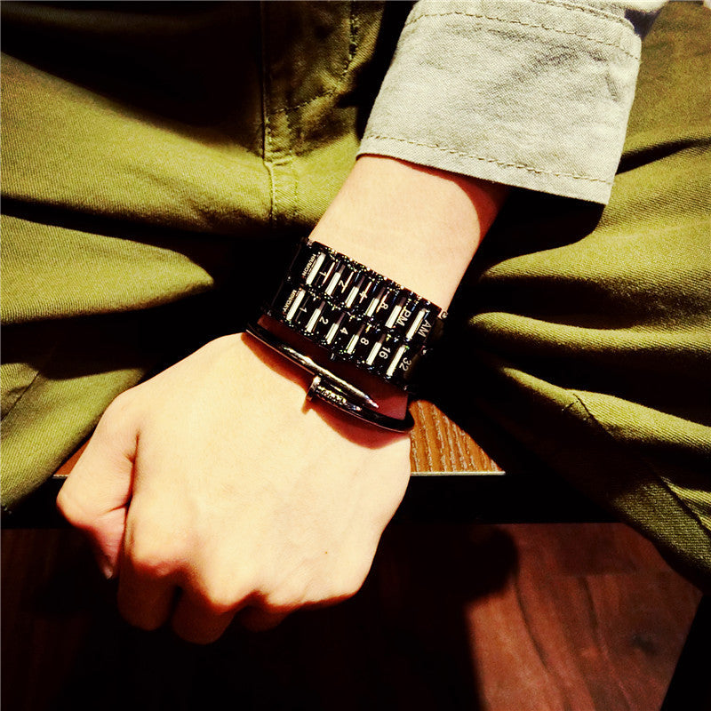 Relojes de pulsera digitales con luz LED creativos para hombres y mujeres, reloj electrónico de estilo masculino y femenino, reloj de pulsera informal de moda para parejas