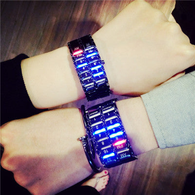 Relojes de pulsera digitales con luz LED creativos para hombres y mujeres, reloj electrónico de estilo masculino y femenino, reloj de pulsera informal de moda para parejas