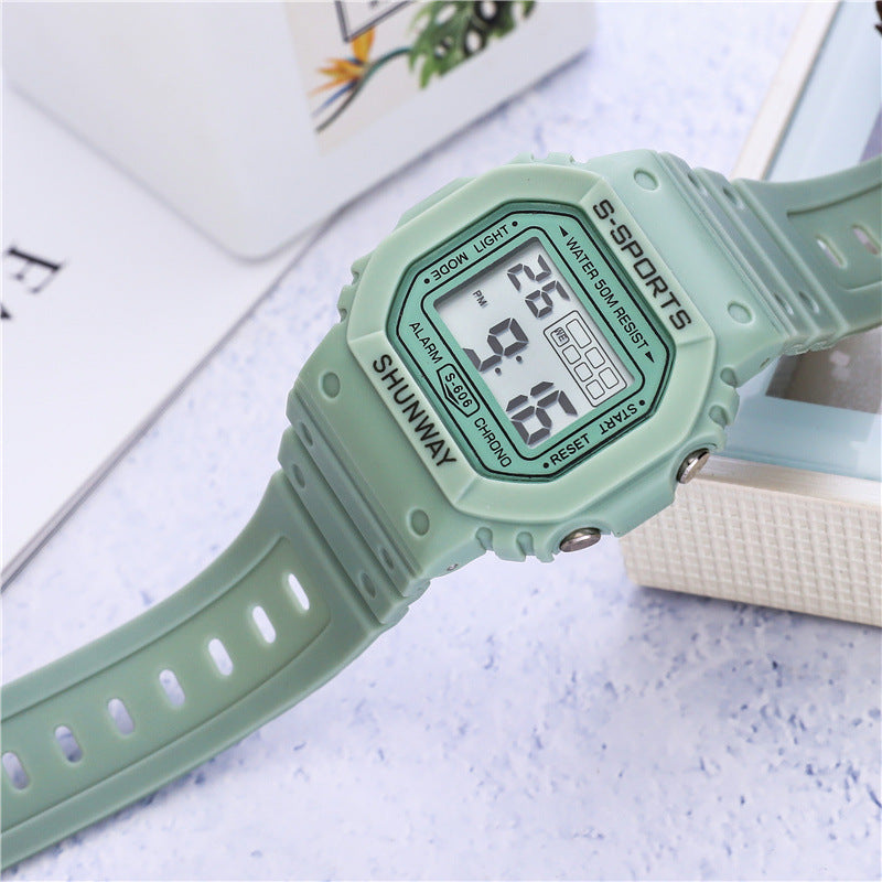 Reloj electrónico cuadrado pequeño para estudiantes, luminoso, resistente al agua
