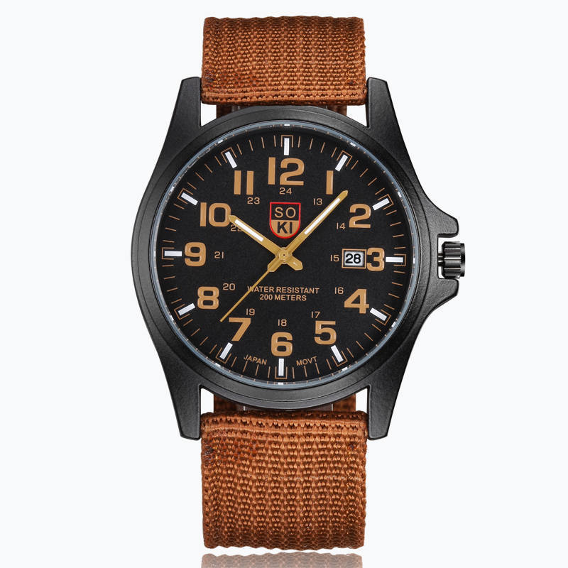 Reloj deportivo de cuarzo con calendario para hombre con correa de nailon trenzado