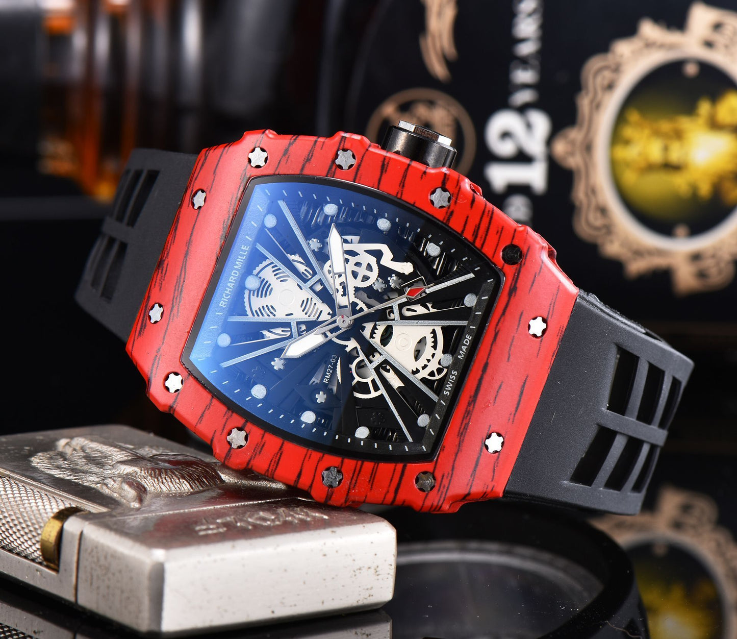 Reloj de cuarzo de silicona con forma de flor hueca