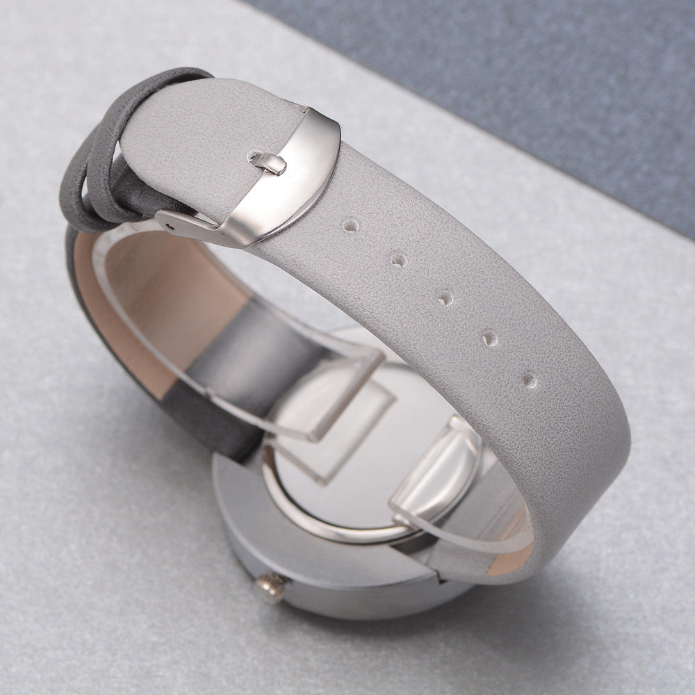 Reloj de mujer Reloj de cuarzo de cuero con contraste gris Relojes de mujer Amantes Reloj de pulsera informal unisex para mujer Reloj femenino