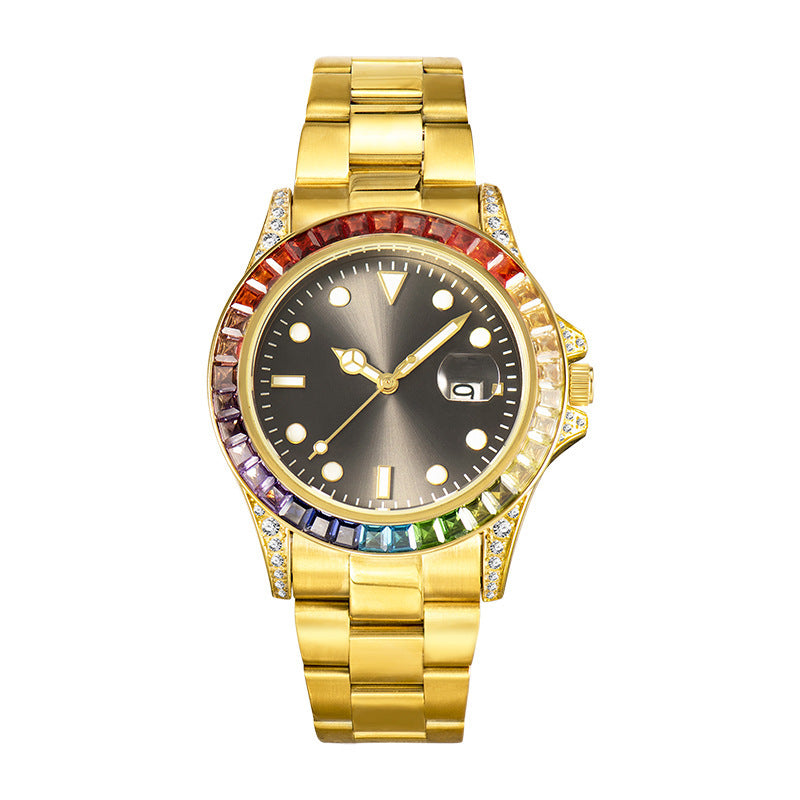 Men's Fashion Diamond-set Stainless Steel Luminous Watch