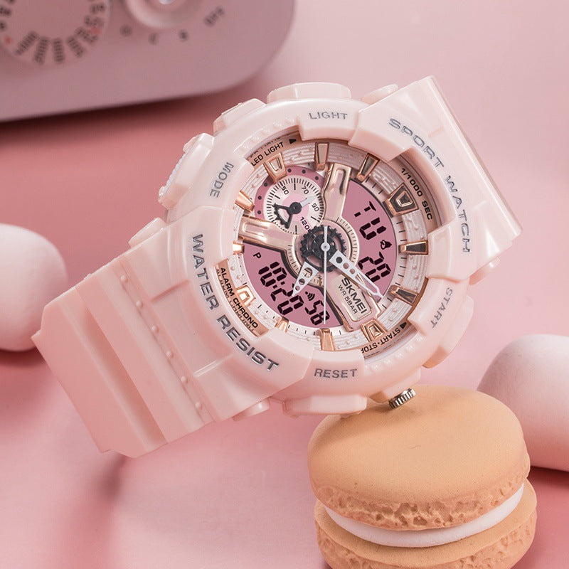 Reloj electrónico clásico deportivo de moda en oro negro con doble pantalla para estudiantes, reloj para adolescentes, niños y niñas