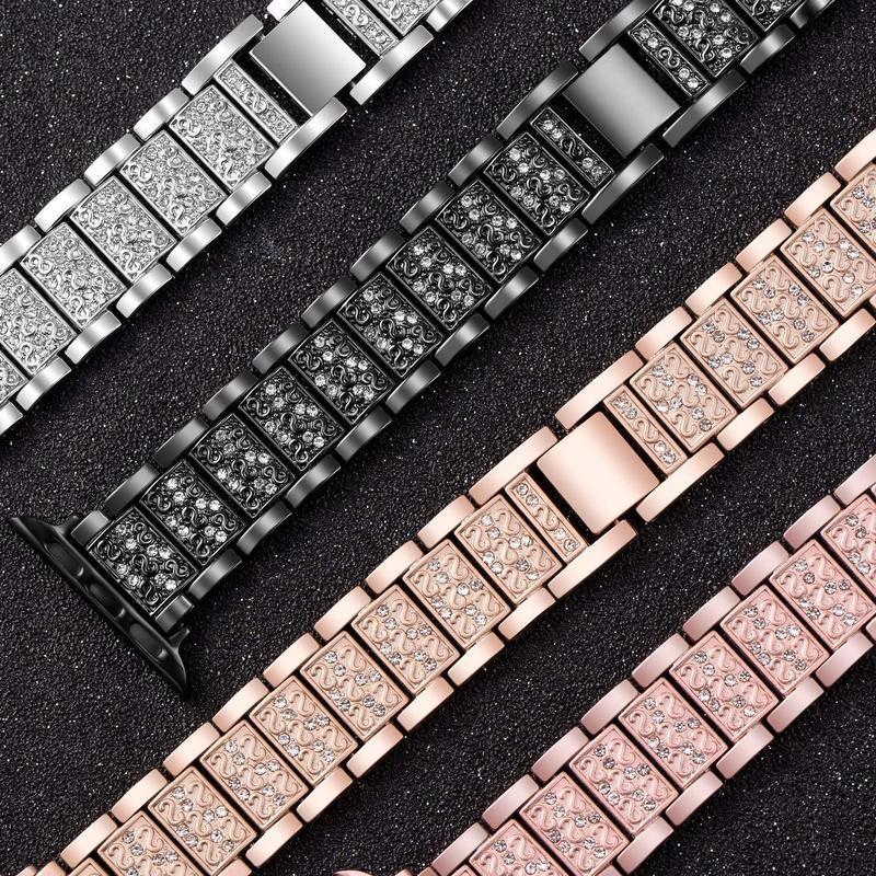 Correa de cadena de joyería para reloj Apple, pulsera Ultra de 49 mm, 40 mm, 44 mm, 42 mm y 38 mm, con diamantes, para iWatch SE 6, 7, 8, 9, 45 mm y 41 mm
