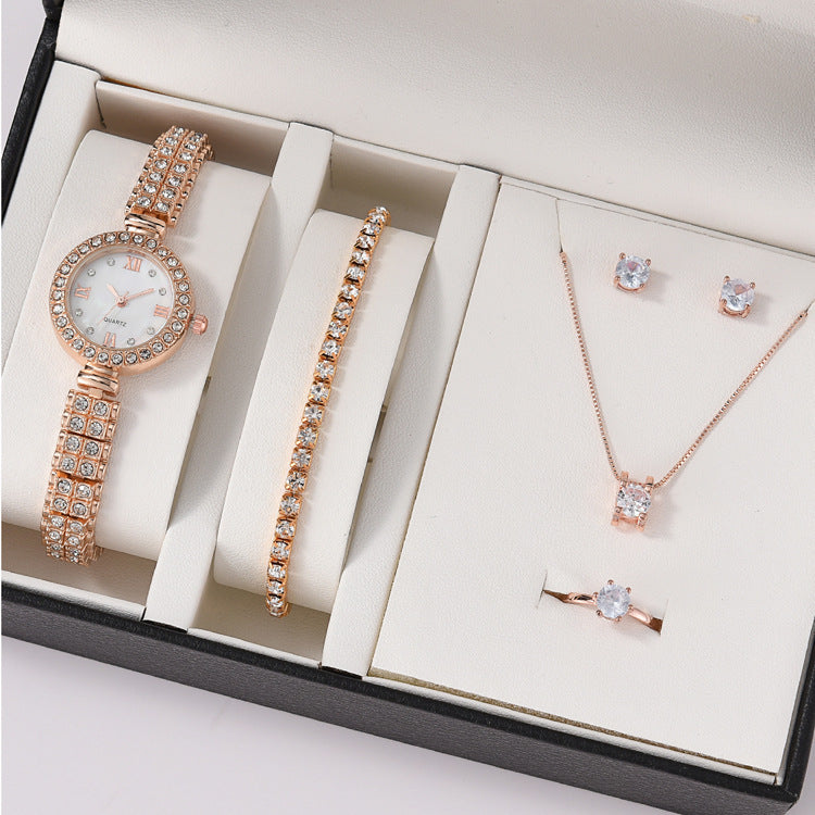 Conjunto de accesorios y combinación de reloj de cuarzo de aleación para dama