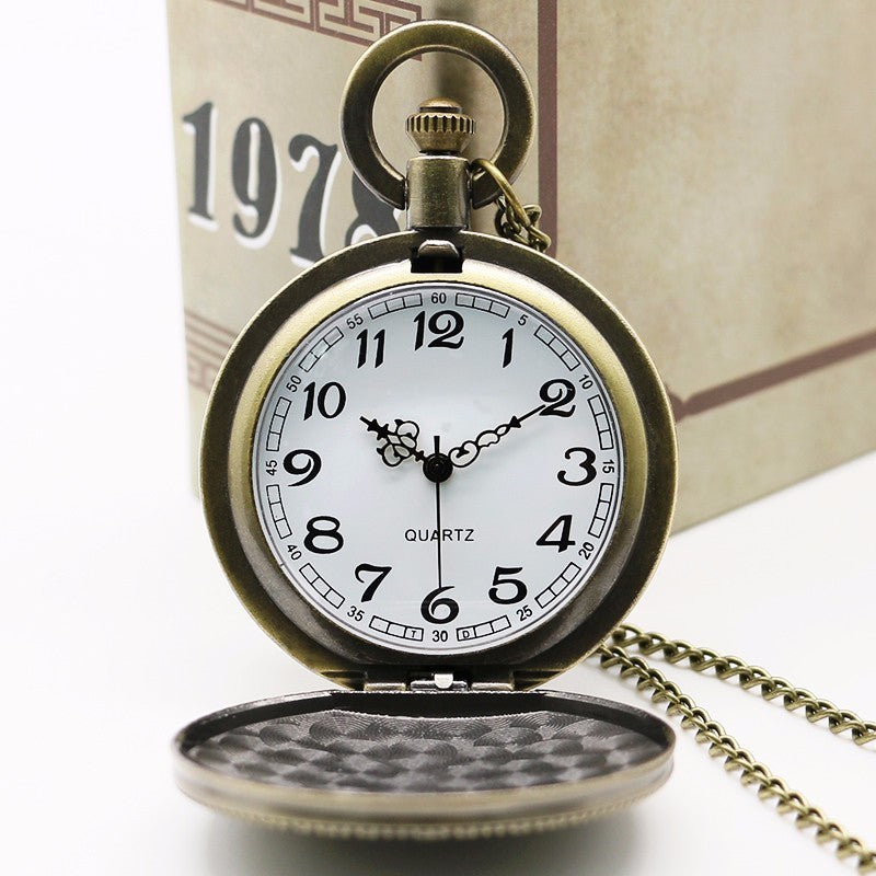 Reloj de bolsillo vintage con collar y patrón de cheongsam grande Reloj de bolsillo antiguo grande para hombres y mujeres