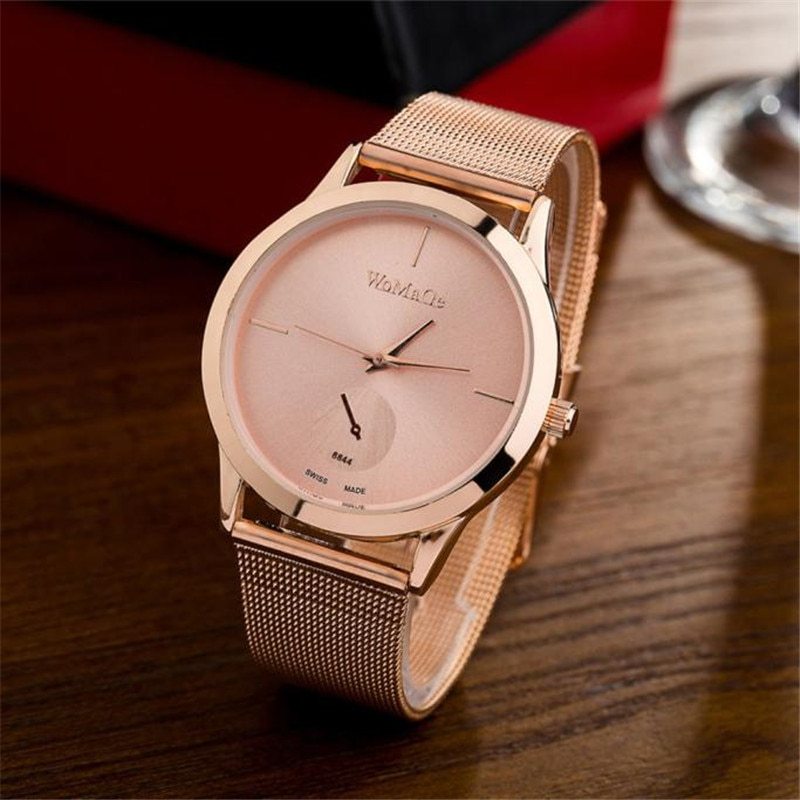 Reloj de malla con correa de aleación de moda, relojes unisex para mujer, reloj de cuarzo de estilo minimalista, reloj femenino, relojes para mujer