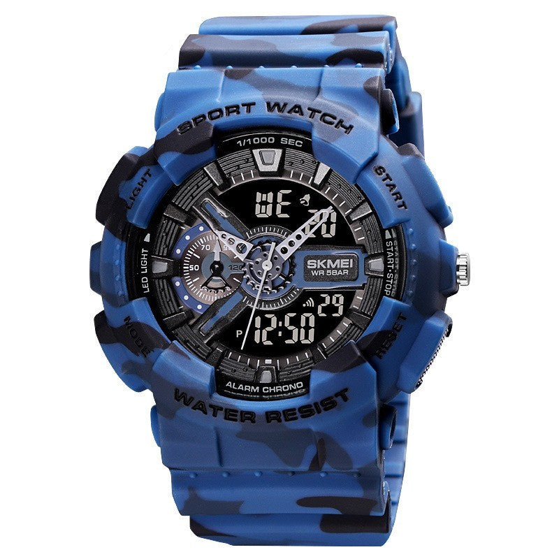 Reloj electrónico clásico deportivo de moda en oro negro con doble pantalla para estudiantes, reloj para adolescentes, niños y niñas