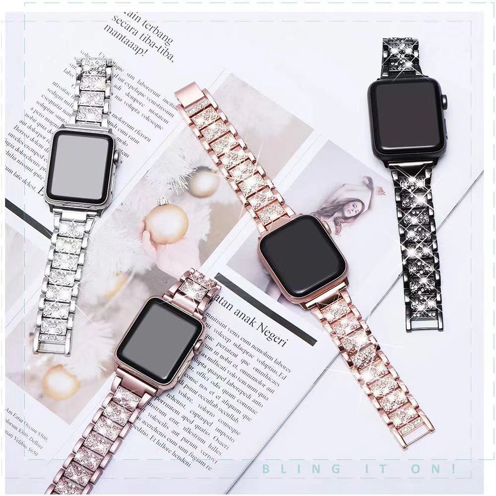 Correa de cadena de joyería para reloj Apple, pulsera Ultra de 49 mm, 40 mm, 44 mm, 42 mm y 38 mm, con diamantes, para iWatch SE 6, 7, 8, 9, 45 mm y 41 mm