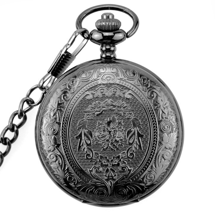 Reloj de bolsillo hueco con tapa estilo retro para mujer