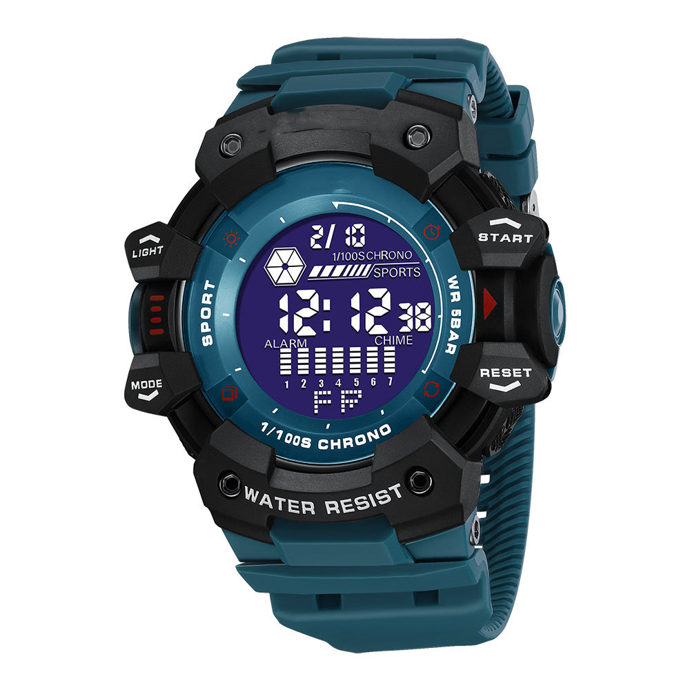 Reloj electrónico luminoso deportivo resistente al agua para hombre