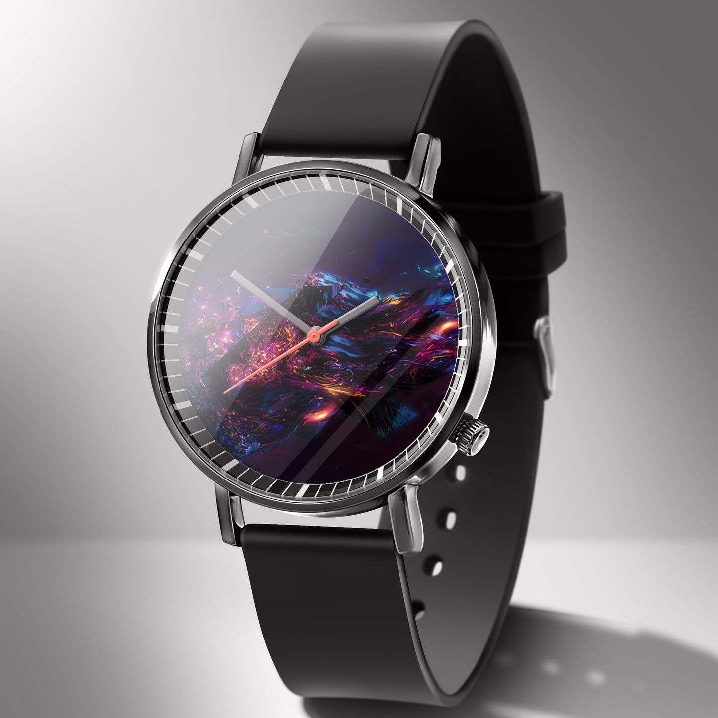 Reloj de negocios de cuarzo blanco con diseño de calavera y cielo estrellado en color