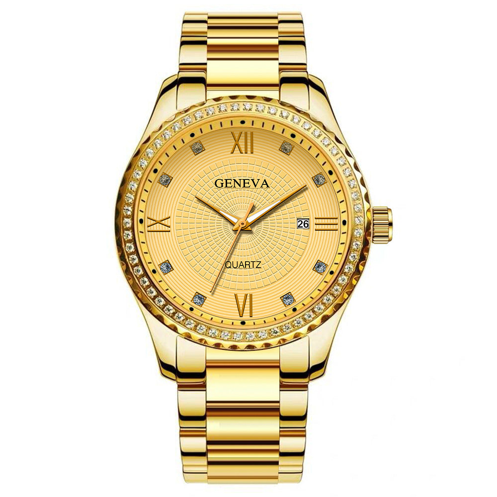 Watch Men's Steel Band Watch Fashion Calendar Quartz Strap Watch