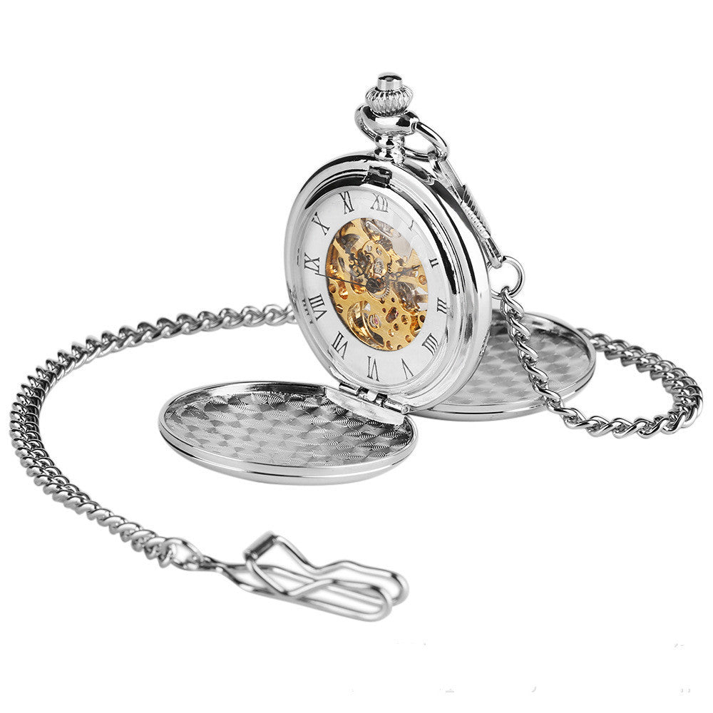 Reloj de bolsillo retro sencillo clásico con tapa abierta doble para hombres y mujeres