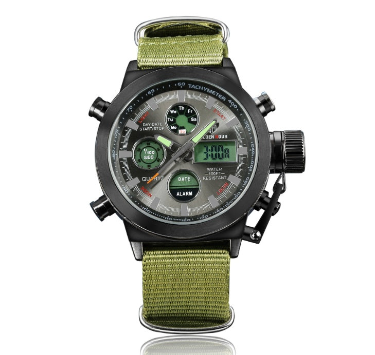 Men's watch fashion outdoor multi-function electronic watch fashion hipster canvas watch