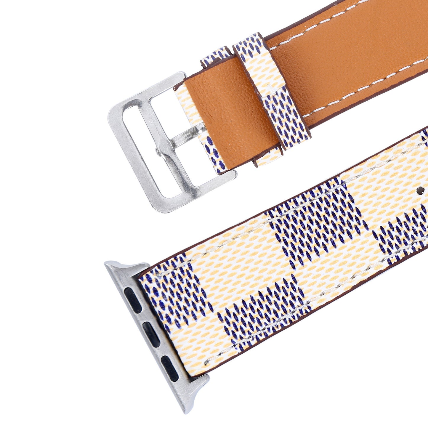 Compatible con Apple, correa de reloj, correa de iWatch, correa de cuero a cuadros para iWatch