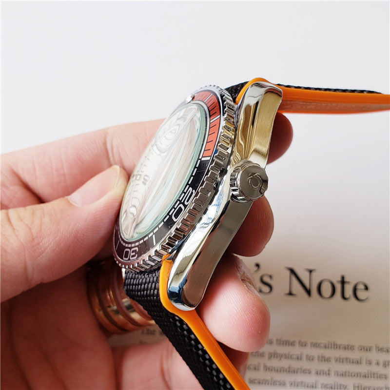Quartz watch black casual men's European round watch