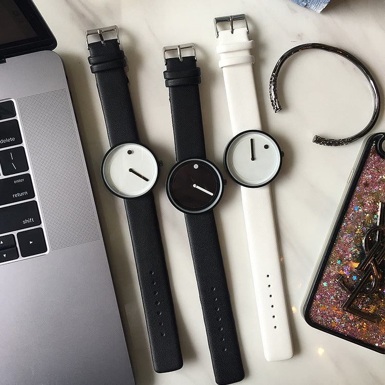 Reloj de cuarzo para amantes de hombres y mujeres con marea neutra y movimiento de moda coreana con personalidad de concepto creativo simple sin puntero