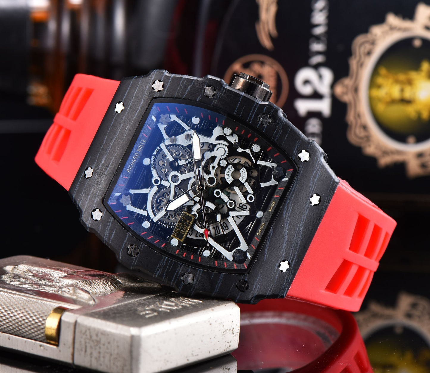 Reloj de cuarzo de silicona con forma de flor hueca