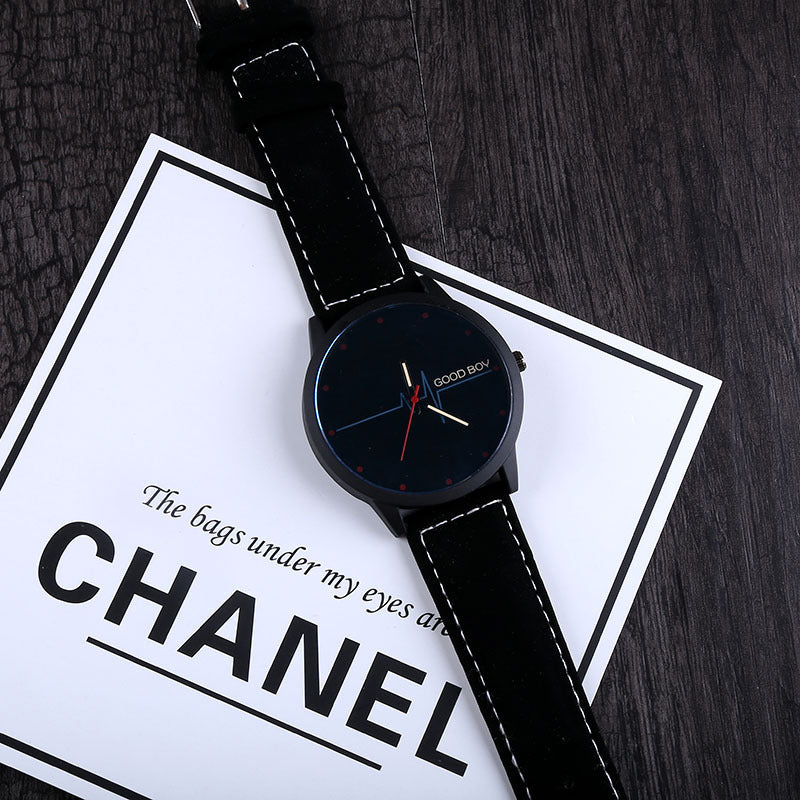 Reloj de cuarzo informal de moda para amantes de los cinturones con patrón de ECG simple y creativo para hombres y mujeres estudiantes