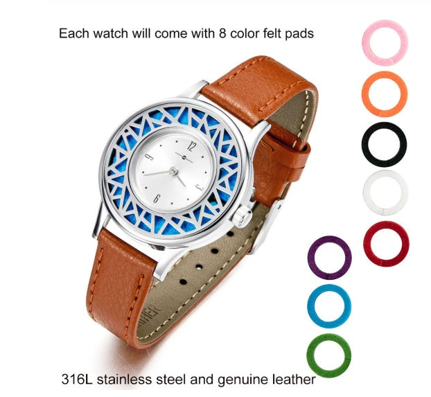 Stainless steel aromatherapy watch